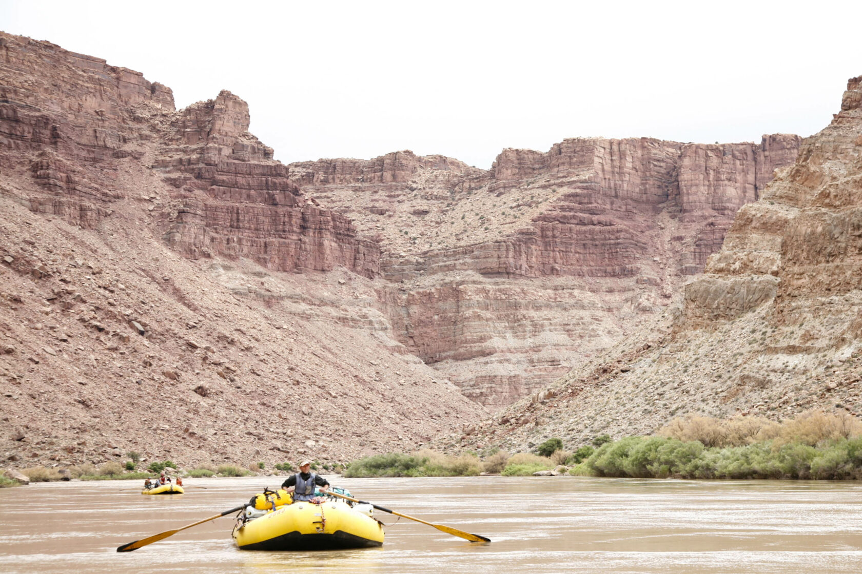 Group rafting down the Colorado River.