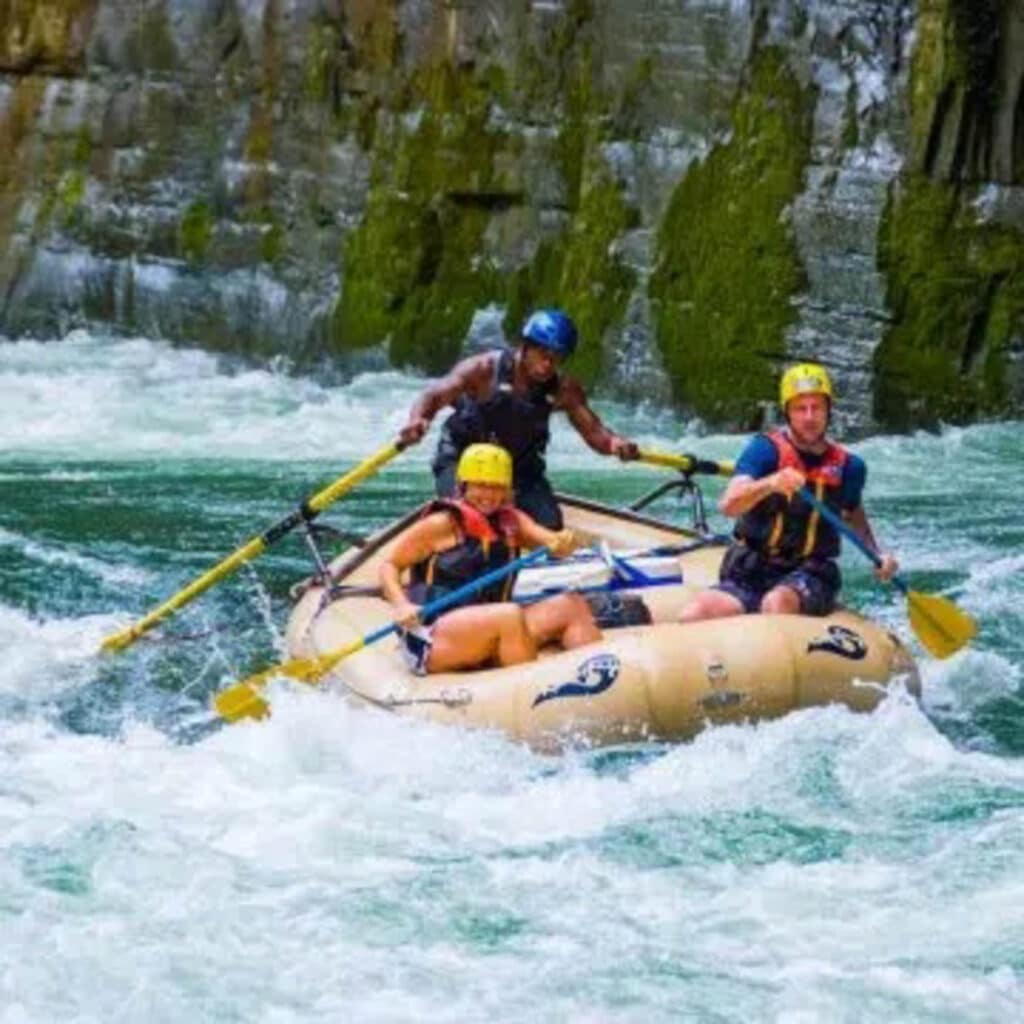 Group navigating rapids in Fiji.