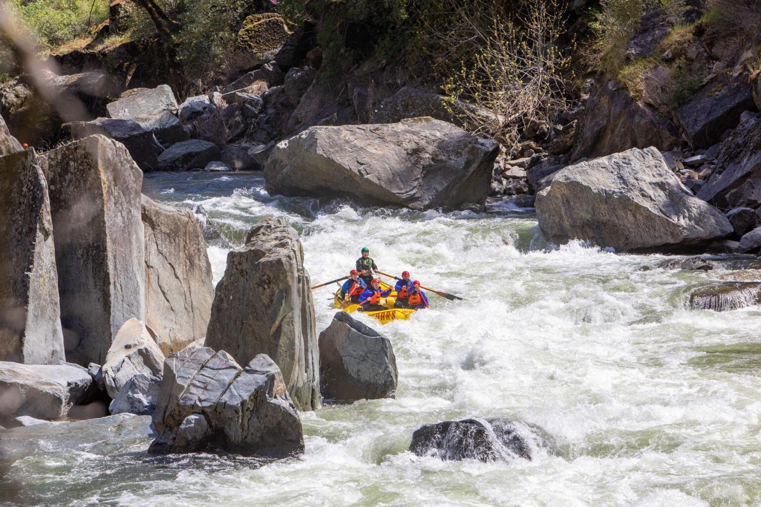 Rafting Split Rock Rapid on the Merced River