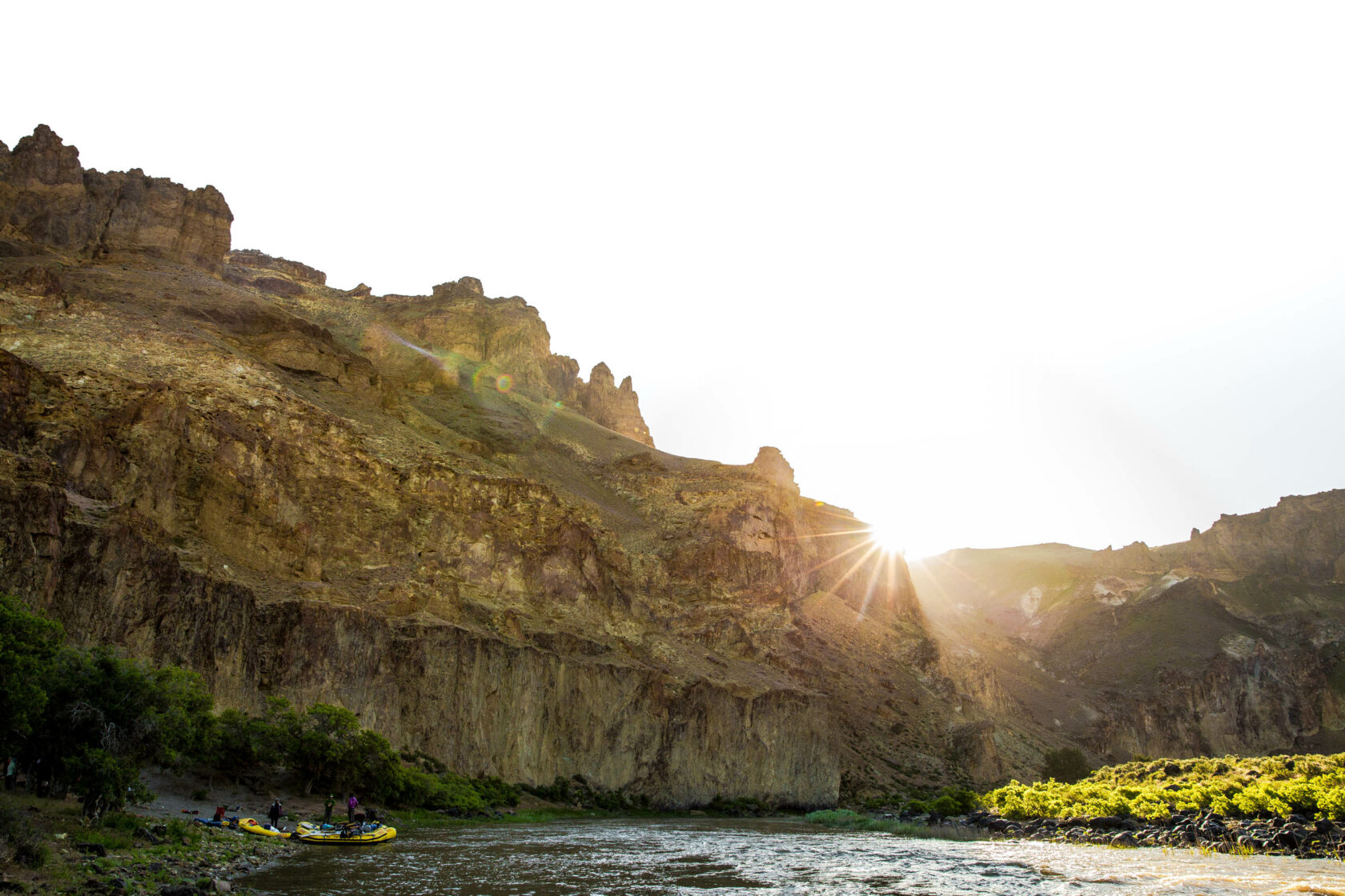 Rafters on a river in Oregon.