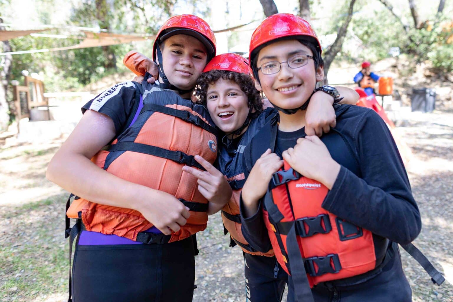 Youth hanging out at the OARS American River Outpost.